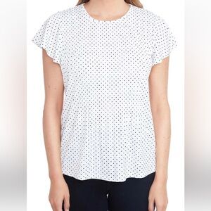🍄Philosophy polkadot crewneck bell short sleeve blouse XL  NWOT